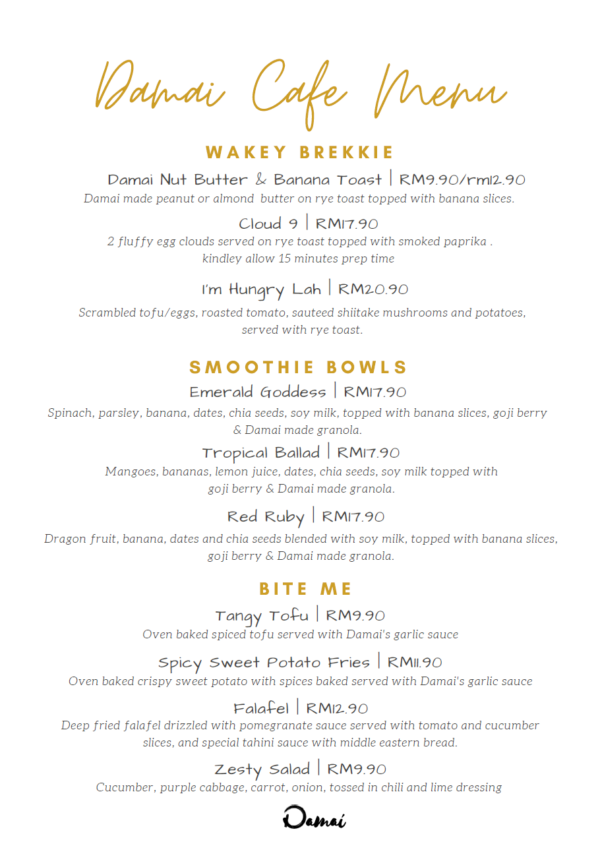 Damai Cafe Menu Damai Studio